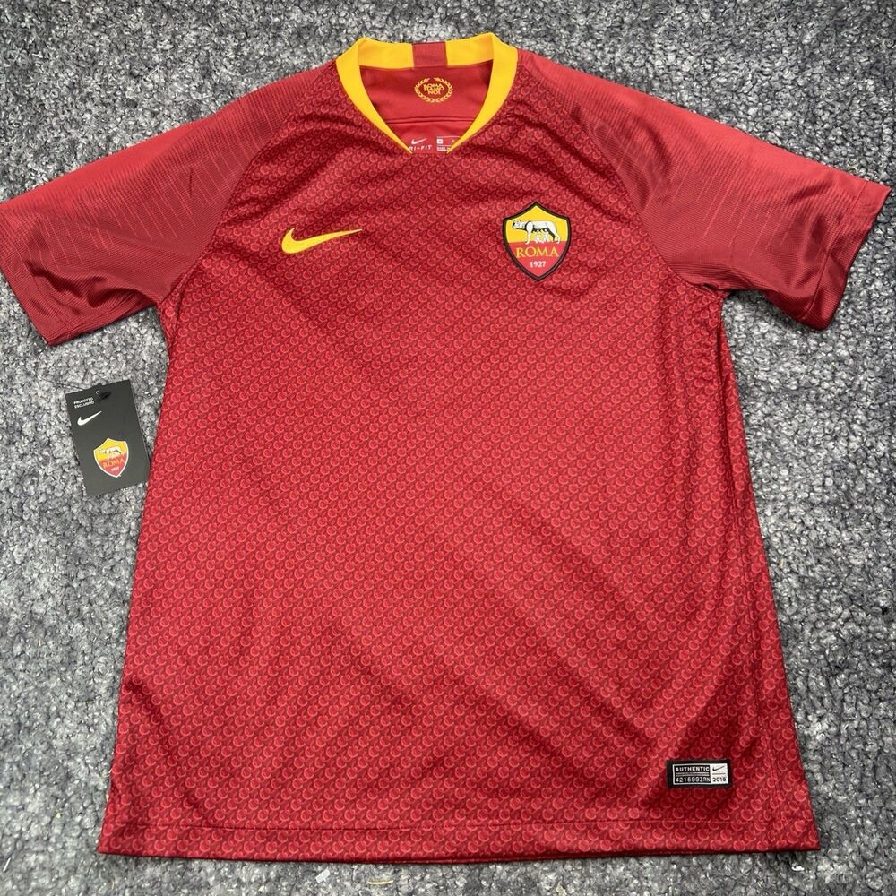 AS Roma Soccer Jersey Men's M Red Nike Dri-Fit Italy Football Shirt 2018 Home